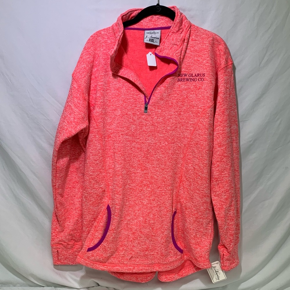 NWT New Glarus (Wisconsin) Brewery 1/4 Zip Fleece Jacket Coral Pink XXL